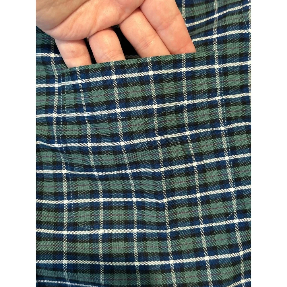 J.Crew Slim Flex Oxford Mens Plaid Button-Down‎ Shirt Size XS Green Navy